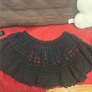 Black Crochet Poncho